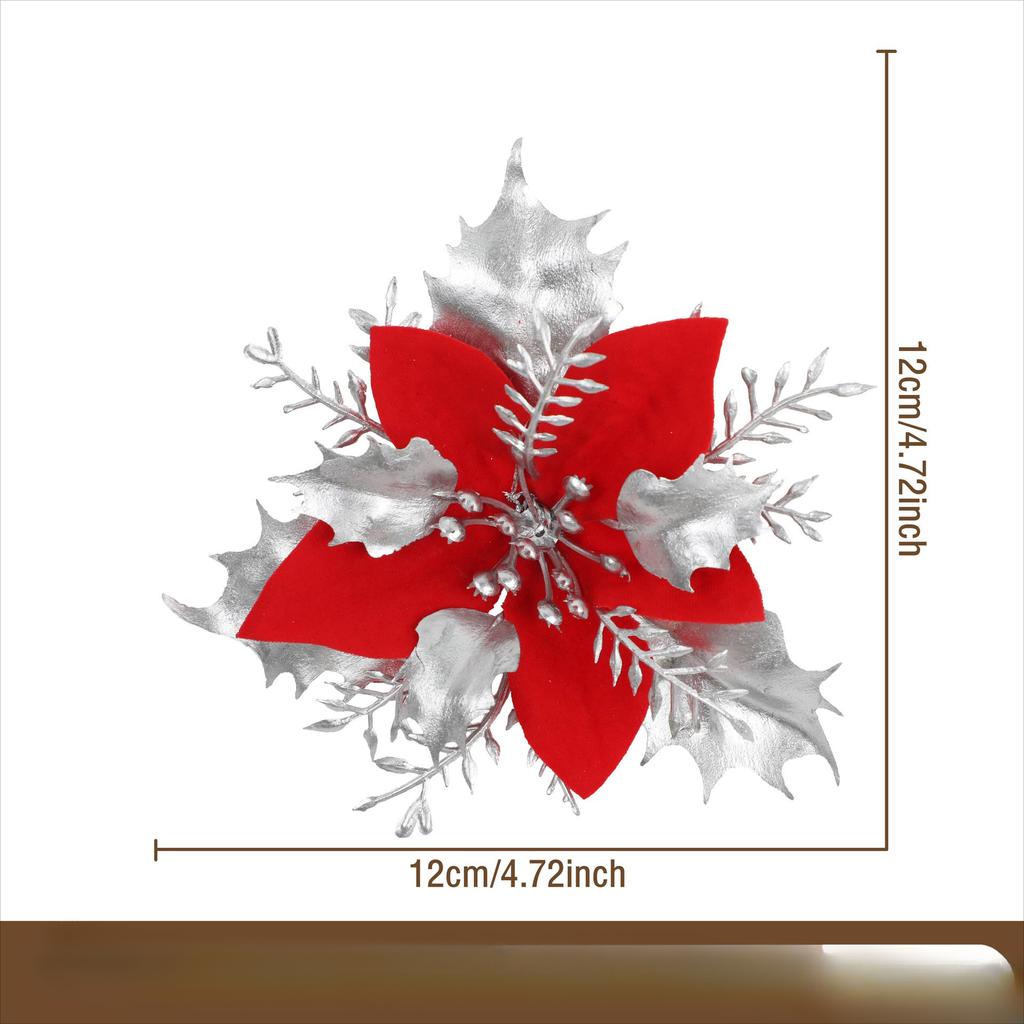 Vánoční simulace Zlatý květ v prášku Vánoční přívěšek na stromeček Diy girlanda Zlaté a stříbrné doplňky k falešným květinovým dekoracím