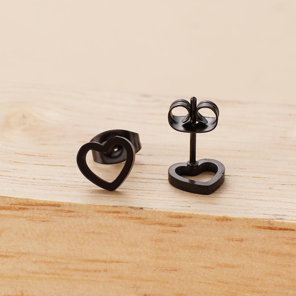 Stainless Steel Love Heart Stud Earrings For Women Girls Gold Color Sweet Fashion Ear Zircon Birthday Party Gifts Wholesale