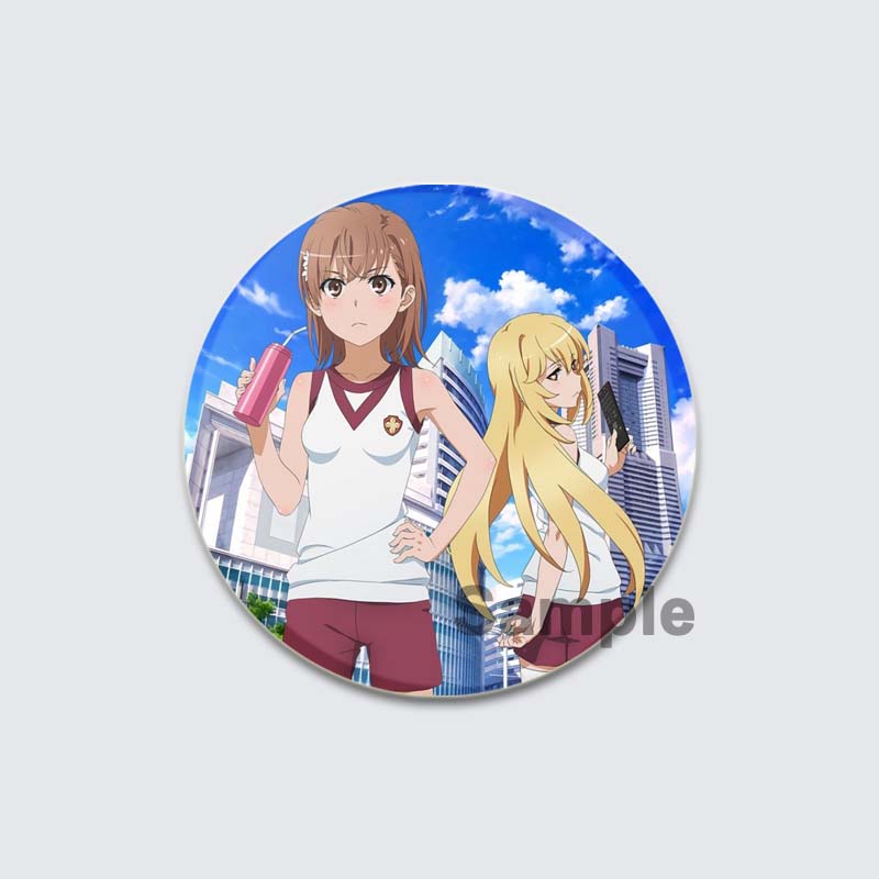 32/44/58mm A Certain Scientific Railgun HD Brooch Anime Badge Cartoon Figure Misaka Mikoto/Wannai Kinuho Round Display Pins Jewelry Gifts