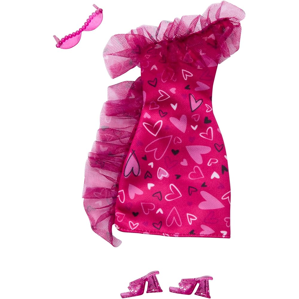 

Barbie Fashion Pack Heart Dress Doll Clothes and Accessories Set for Pretend Play Ages 3 and Up Pink