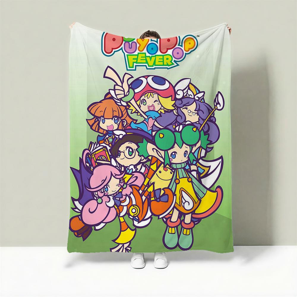 Game P-Puyo Pop Fever Throw Lightweight 240g Flannel Blanket Soft Skin-friendly for Summer Cooling 75cmx90cm