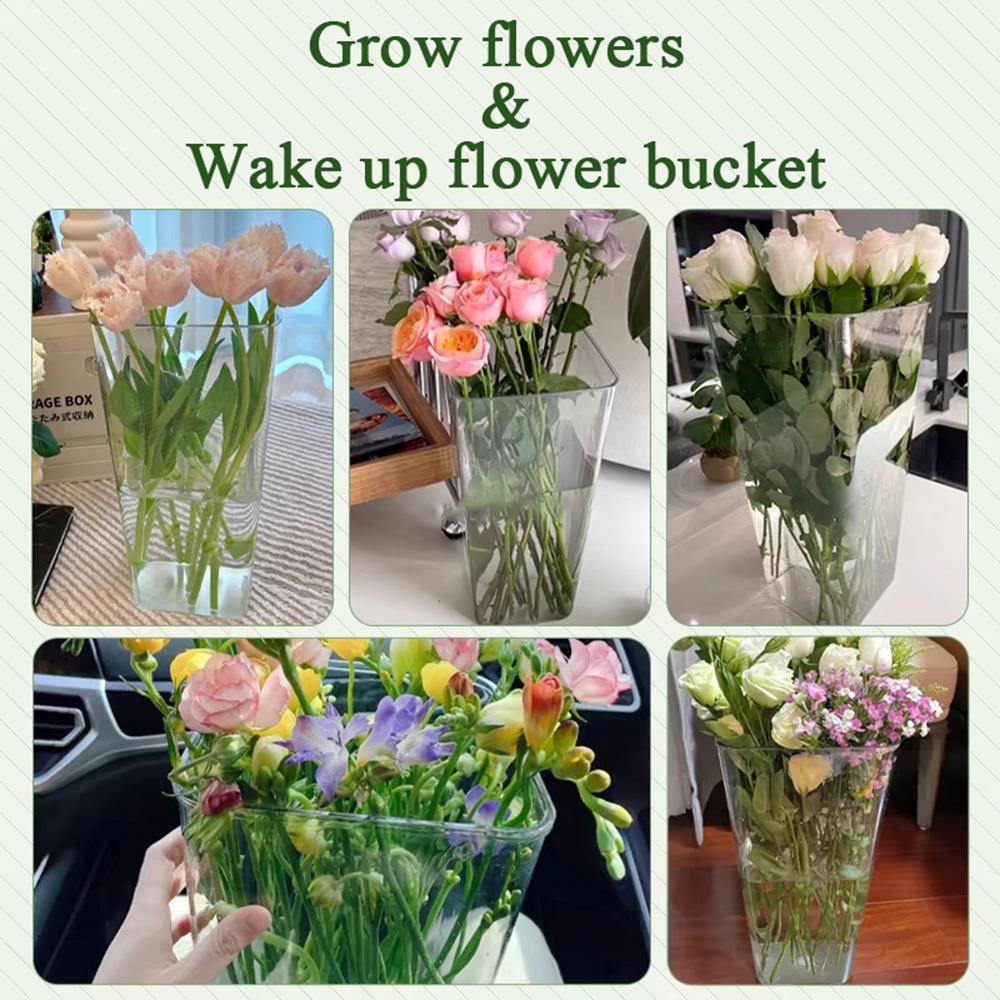 Shatterproof Plastic Vases Arrangement Bucket Hydroponic Decor Square Flower Wake Up Vase Home Decor Large Acrylic Vases