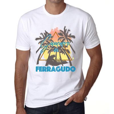 Herren Vintage T-Shirt Grafik T-Shirt Sommer Dreieck Ferragudo Weiß