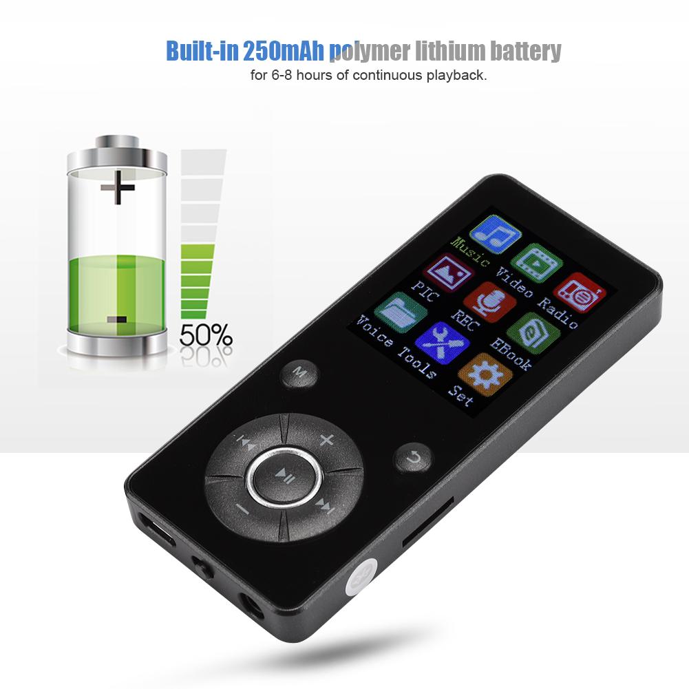 T3 Portable Bluetooth 4.2 Plug In Card Student MP4 Music Video Player with 1.8in Display