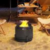 Smokeless Fire Pit with Ash Catcher, 37cm Portable Wood Burning Firepit with Poker for Garden Camping Bonfire Party, Metal, Dark Grey