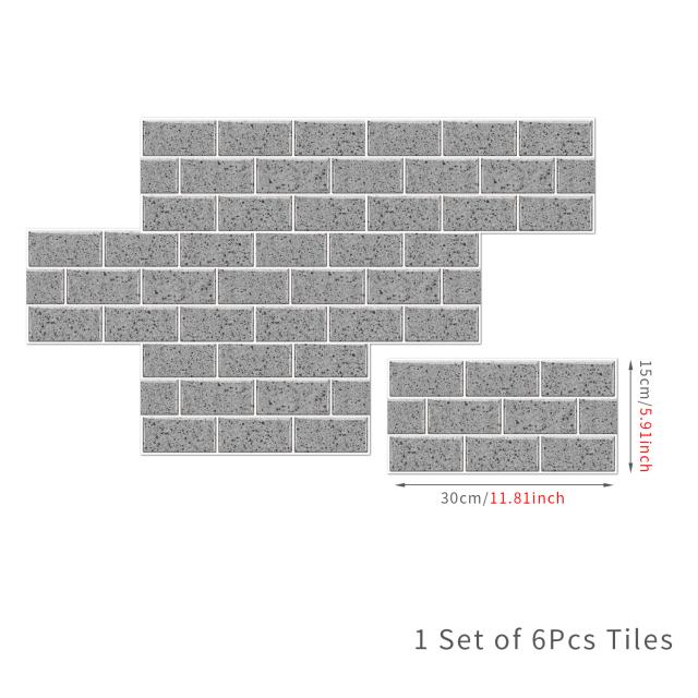 6Pcs 15X30cm DIY 3D Marble Mosaic Wall Stickers Imitation Brick Bedroom Decoration Waterproof Self Adhesive Tile Wallpaper Kitchen Cupboard Decor