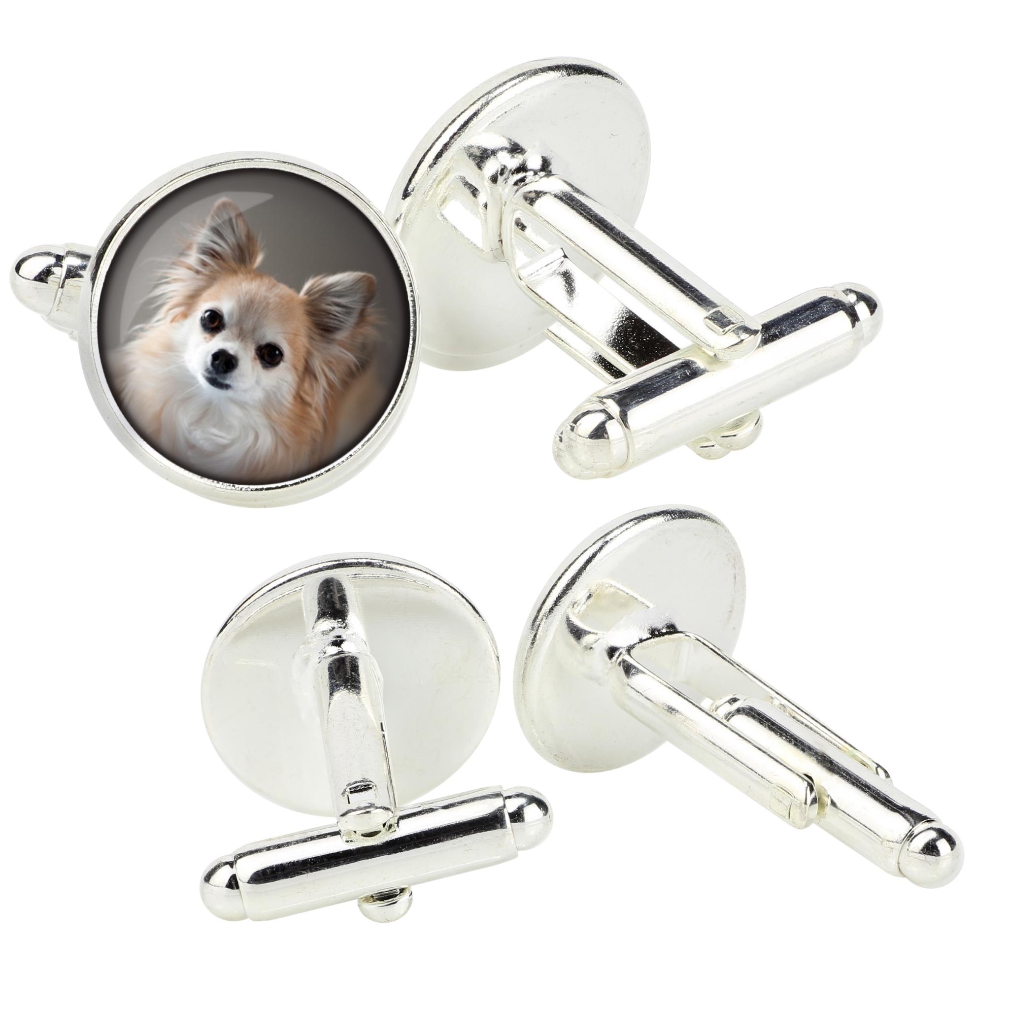 

Chihuahua long-haired - cufflinks in a box, handmade jewelry, product of the Art-Dog brand срібний