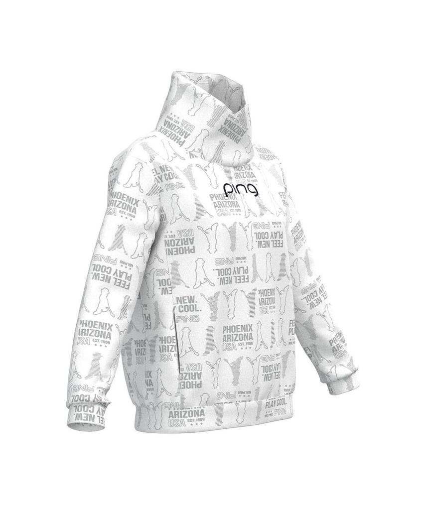 PING Apparel Women's Long Sleeve High Neck Shirt (Mr. PING Shadow Pattern) / Golf Undershirt / 622-3269900 030_White, Size LL