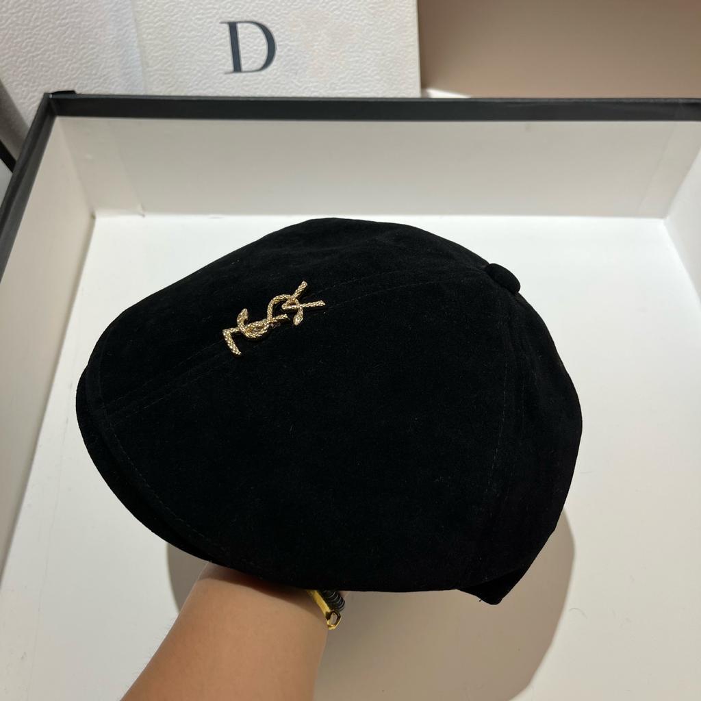 Vsl Paris Catwalk Autumn Octagonal Beret High Quality Big Hat Frosted Leather Painter Hat