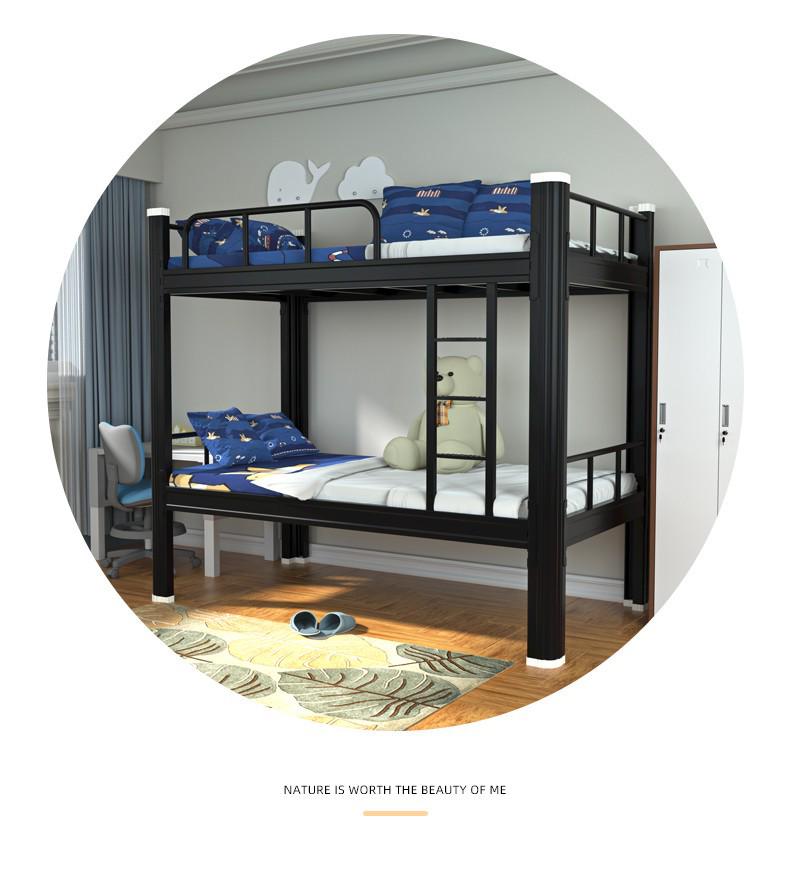 Double-Decker Iron Bunk Bed for Student or Employee Dormitories