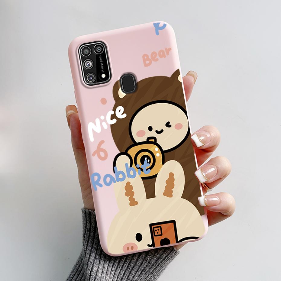 Silicone Case For Samsung M31 M 31 Cover Cute Rabbit Panda Shockproof Phone Case For Samsung Galaxy M31s M31 s M315F M317F Etui