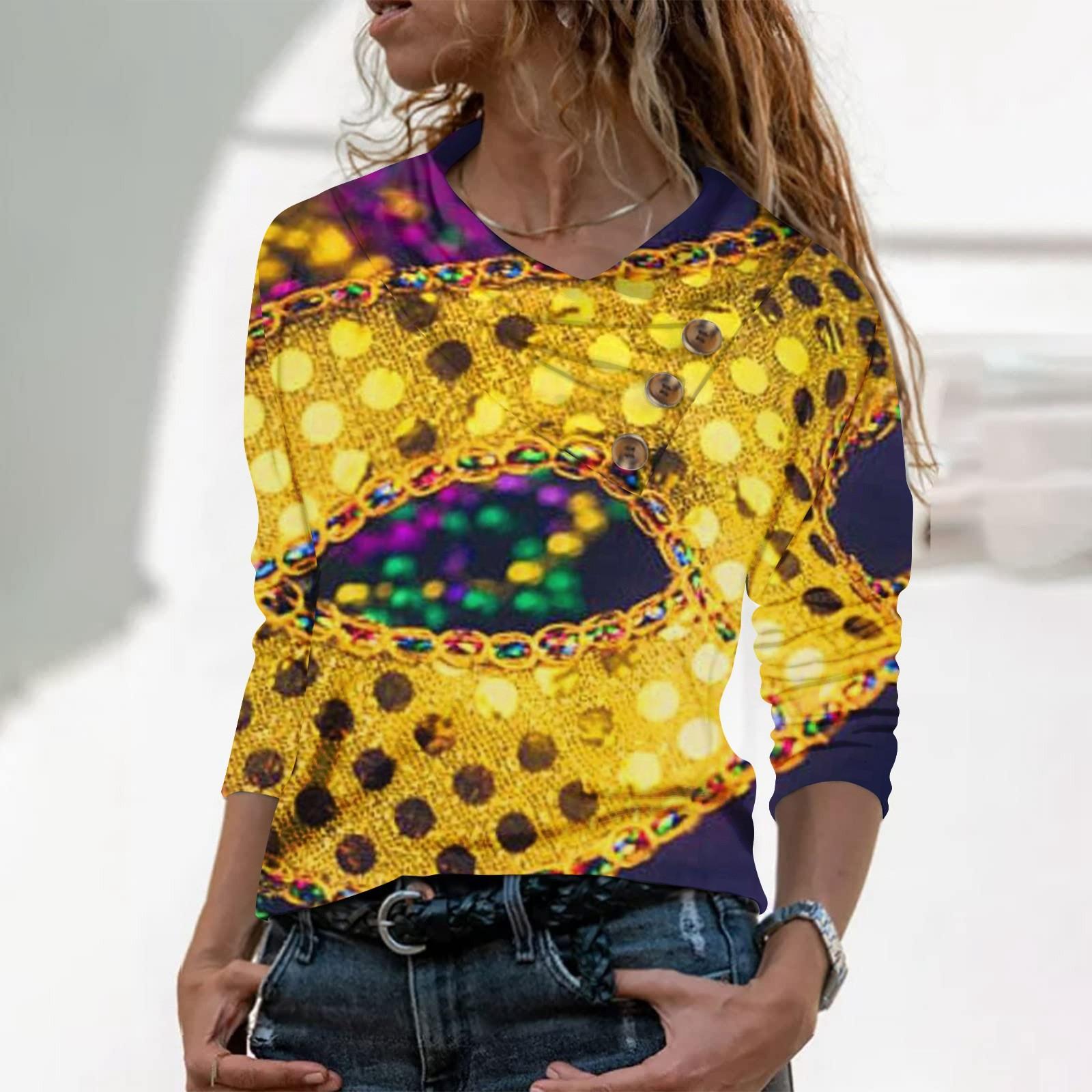 

Женская повседневная рубашка с длинными рукавами и V-образным вырезом на пуговицах с модной футболкой с принтом XL жёлтый