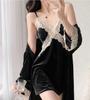 Pajamas women's spring and autumn golden velvet suspender nightgown two-piece set sexy pure desire French loungewear can be worn outside