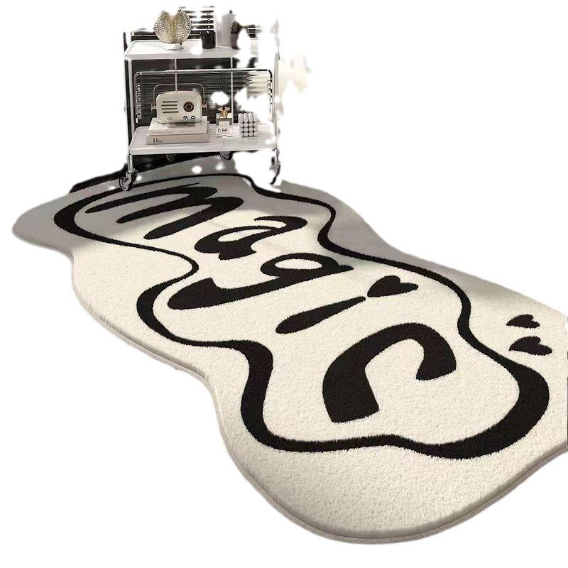 Celebrity Style Faux Cashmere Bedside Rug: Winter Bedroom, Thick, Dirt-Resistant, Non-Slip, Irregular Shaped.