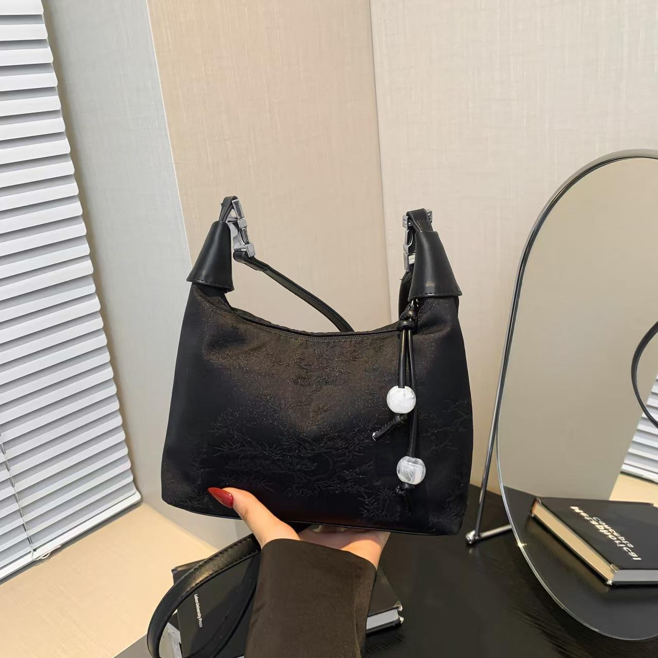 

Новая китайская сумка через плечо с диагональной застежкой, женская фактурная сумка через плечо чёрный