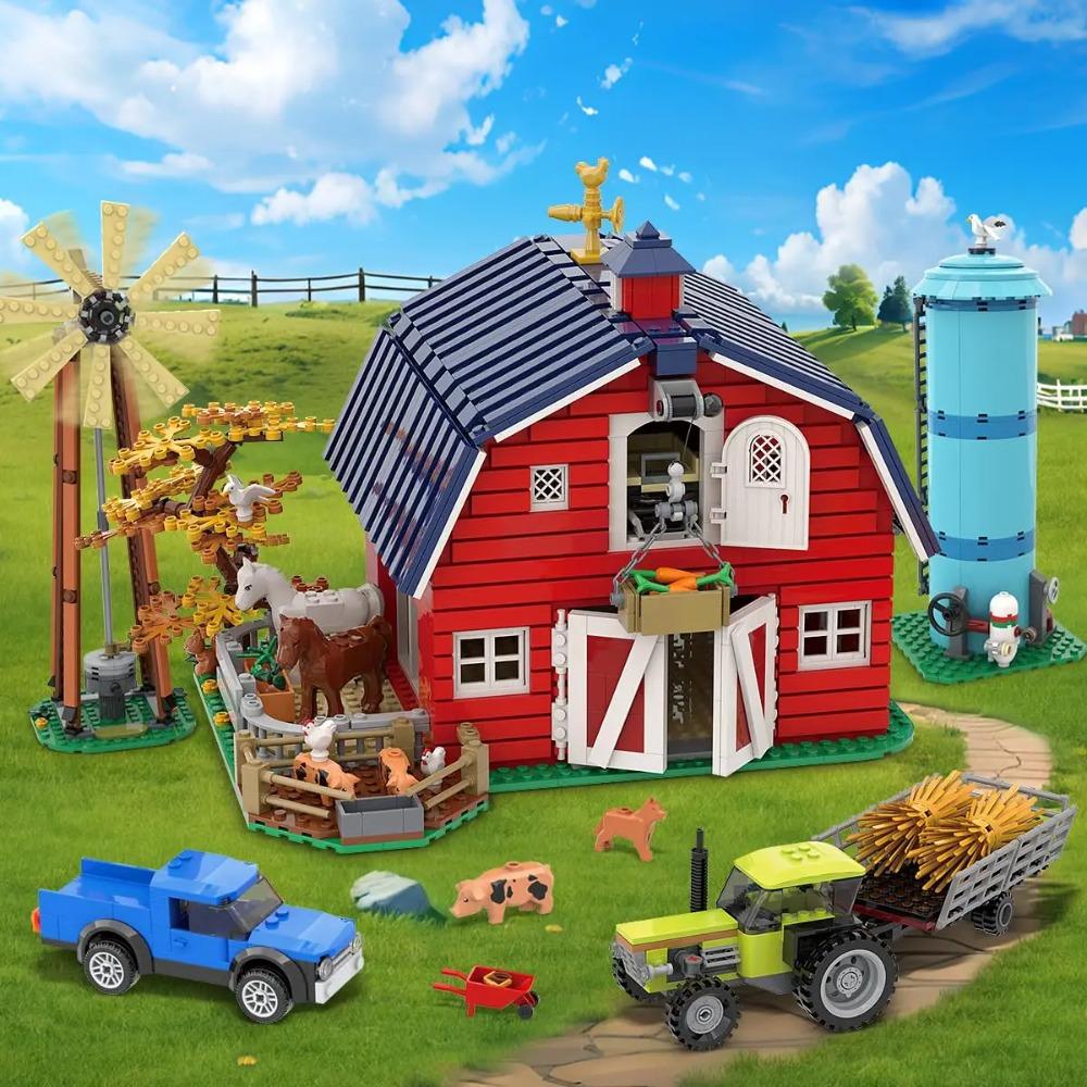 Farm Barn Building Set with Light-with