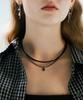 Pearly More Three-Line Leather Choker Necklace_Pm24N016Wt