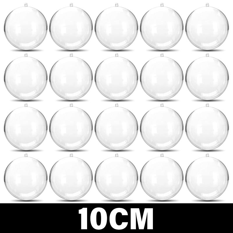 20/1pcs Plastic Christmas Transparent Balls Xmas Tree Hanging Hollow Ball Ornaments for Home Wedding Party Decoration Gifts Box