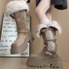 Design sense flanged two wear fluffy boots autumn and winter new plush warm heightening retro but knee cotton boots