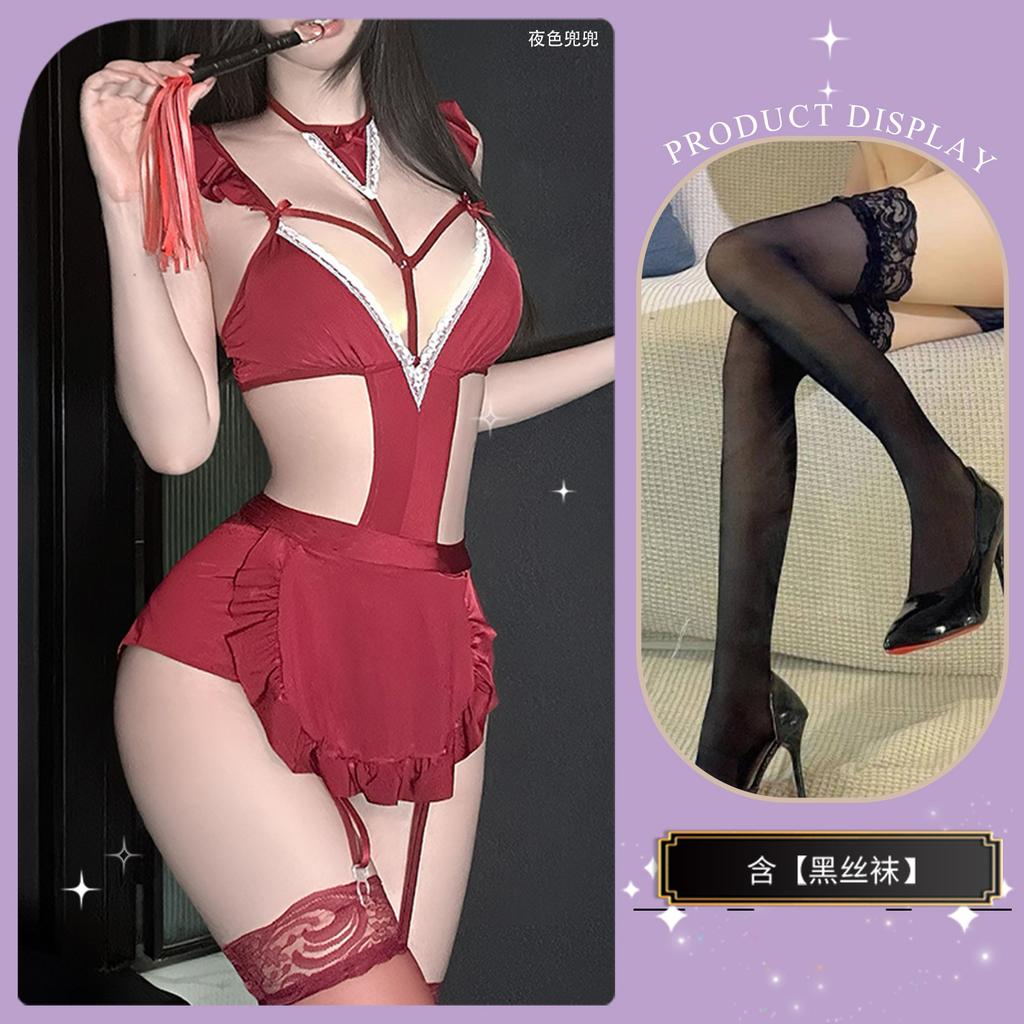 Sexy Lingerie Sexy Maid Uniform Pure Lust Red Temptation Free Suit Lace Suit