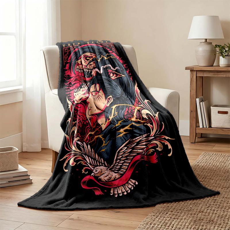 Attack on Titan blanket Flannel Blanket Soft Cozy Plush Throw for Sofa Bed Lightweight Home Decor