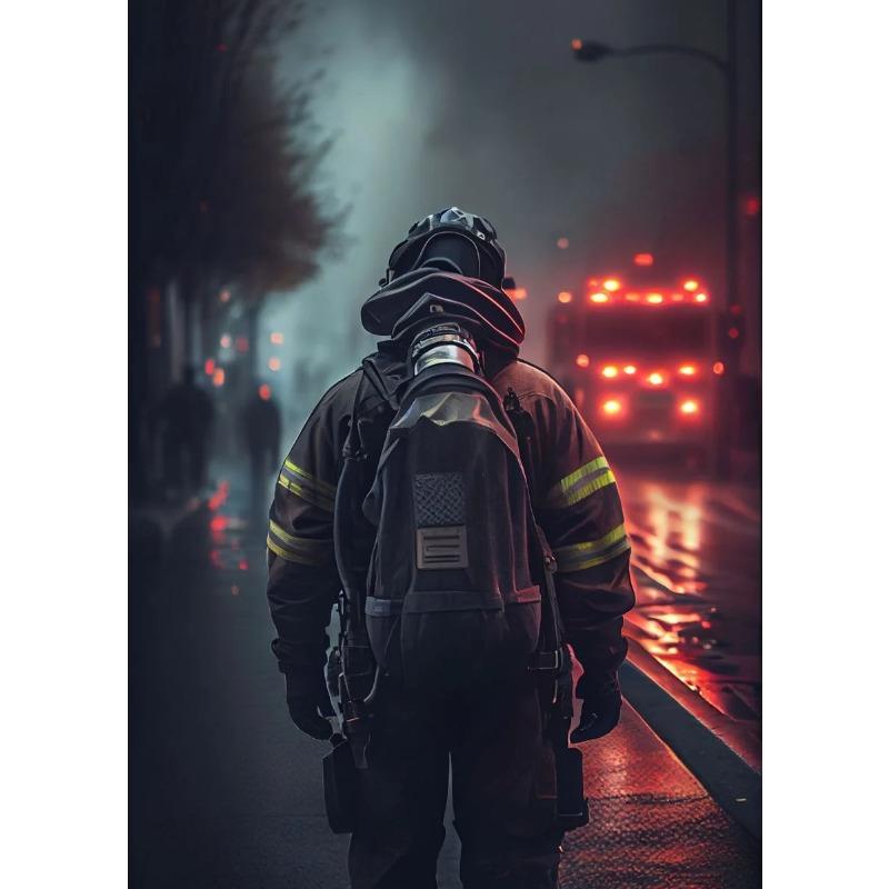 Vintage Brave Firefighter Fire Smoke Firefighter Fire Truck Art Posters Canvas Painting Wall Prints Picture for Room Home Decor