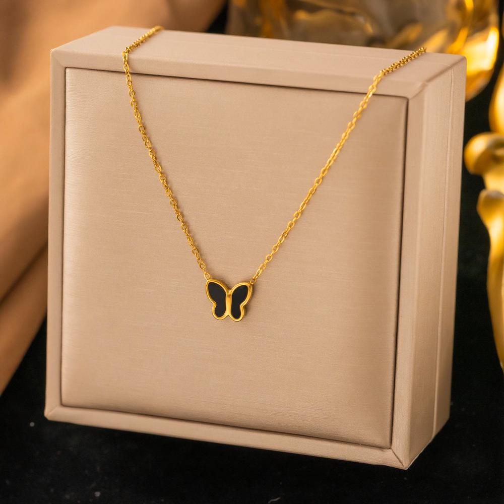 TikTok Live Luxury Butterfly Necklace - 18K Gold, Non-Fading Clavicle Chain for Women