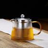 High-Temperature Resistant Glass Teapot with Vertical Pattern and Stainless Steel Filter for Brewing Scented Tea