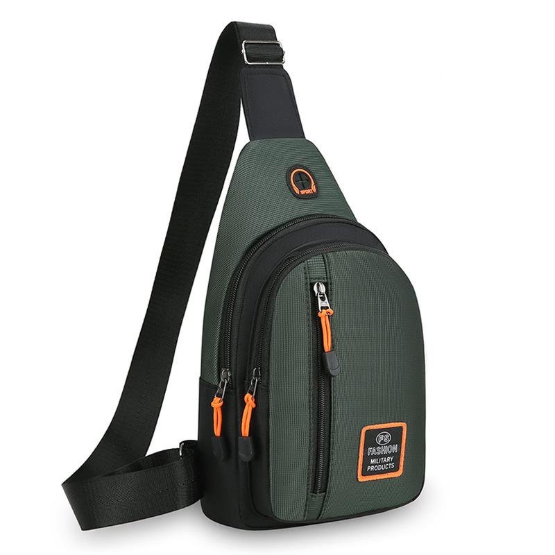 Multi layer Chest Bag Men's New Korean Version of Joker Chest Satchel Waterproof and Wear Resistant Oxford Cloth Small Shoulder Crossbody Bag.