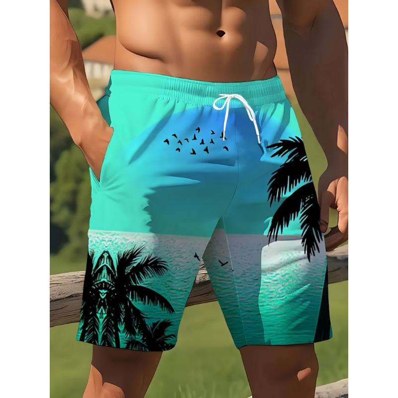 Palm Tree Tropical Men's Resort 3D Printed Board Shorts Swim Trunks Pocket Comfort Breathable Short Hawaiian Style Holiday Beach