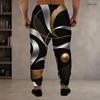 Men S Plus Size Geometric Printed Jogger Pants Black Gold Silver Drawstring Waist Side Pockets Cuffed Ankle