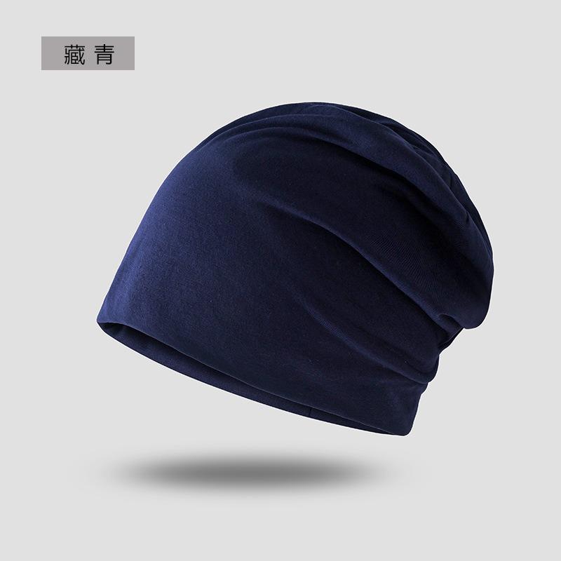 Autumn and winter thin plaid stack hat women's fashion versatile sports headscarf sweating solid color breathable cold hat men