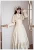 MODKOKU Gothic Lolita Neat and Ribbon Waist Ruffled Long Girly Halloween Long Size XL Cape-Style Dress, Women's, Style, Clean, Lace, Lace-Up Dress,