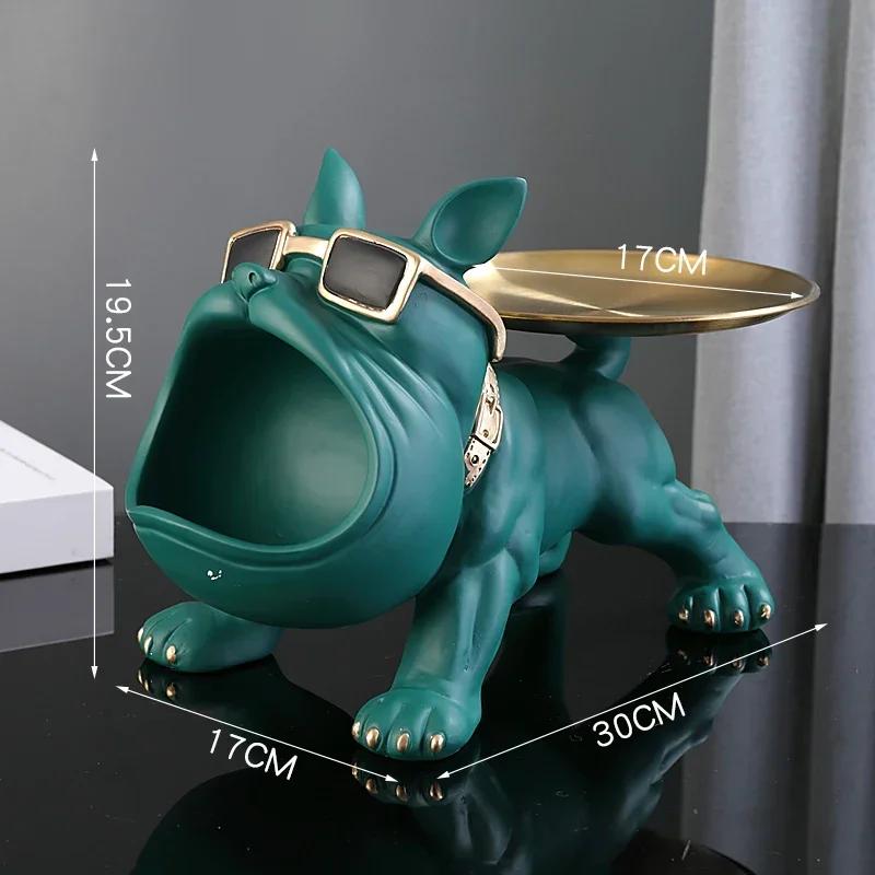 Large Resin Bulldog Storage Organizer Mobile Remote Control Car Candy Office Supplies Wallet Storage Rack Key Holder Desk Decor