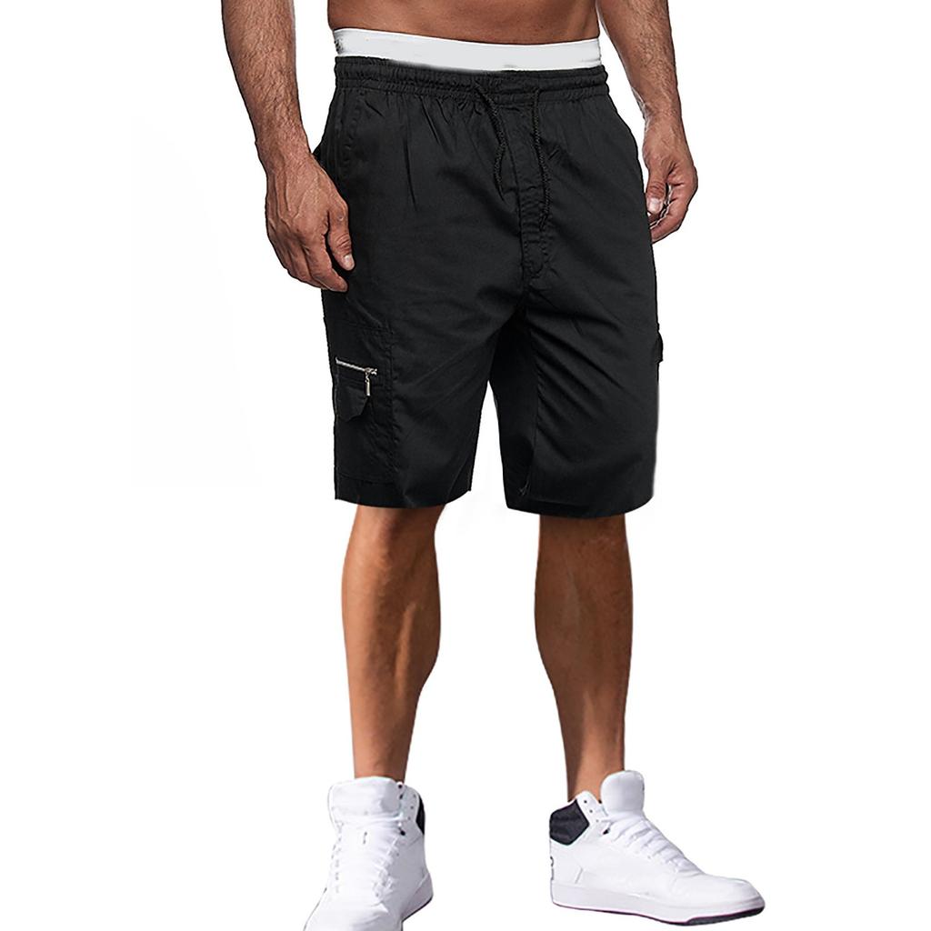 Men's Drawstring Belted Multi-pocket Cargo Shorts