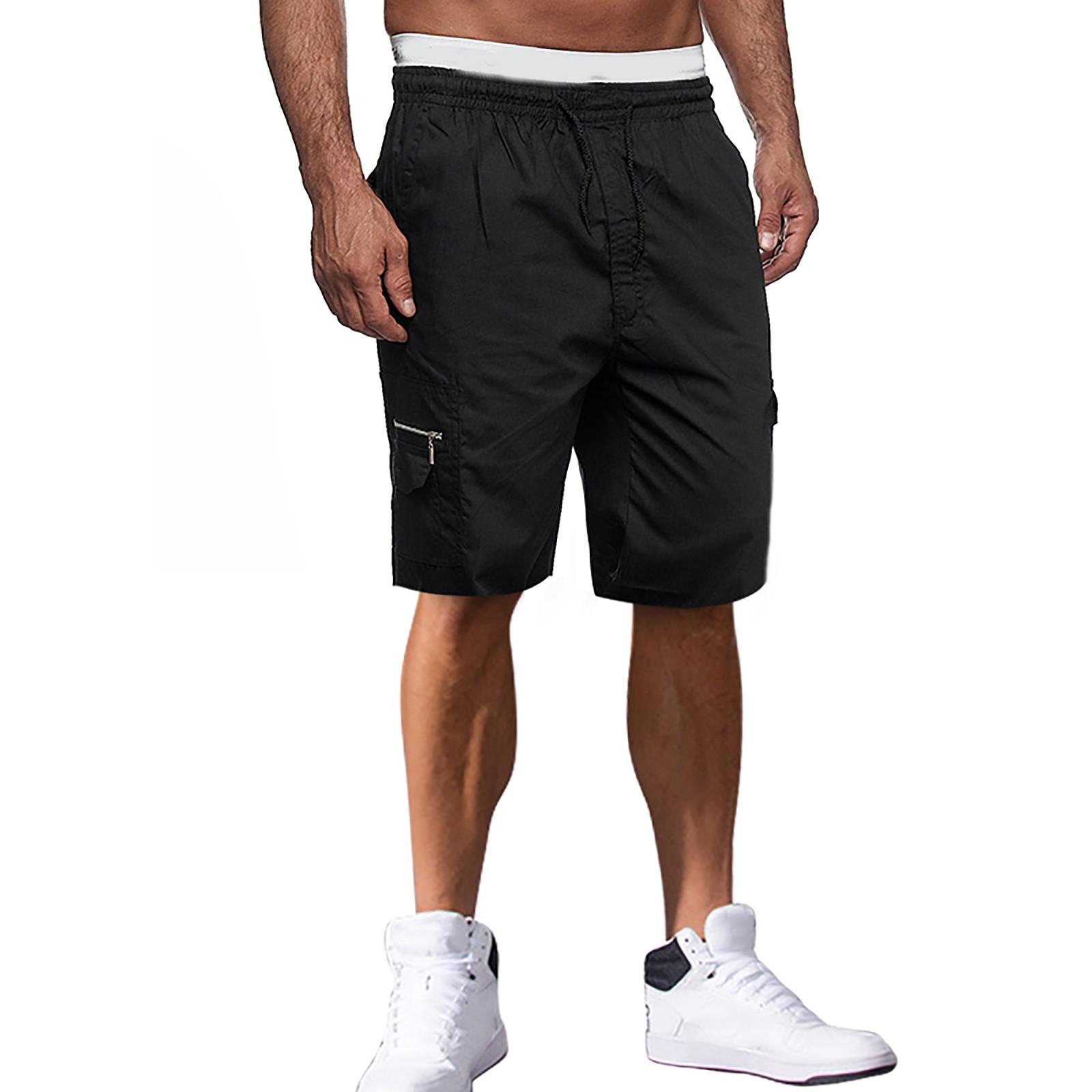 

Чоловічі шорти-карго з поясом та шнурком, з кількома кишенями L чорний