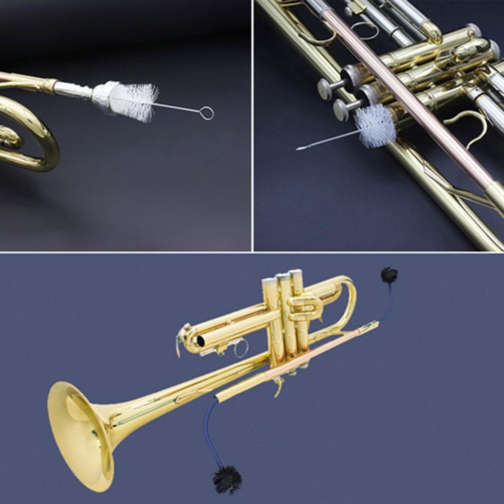 Trumpet Instrument Cleaning Dilwe Instrument Brush Trumpet Cleaning Brush Care Lightweight Convenient Instrument Cleaning 3in1 Brush Maintenance Kit