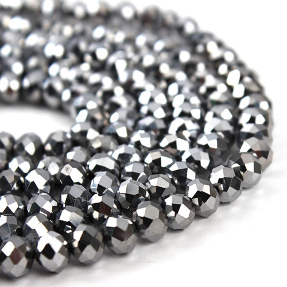 1Strand 3/4/6/8/10mm Faceted Crystal Abacus Beads Silver Plated Color Glass Loose Beads For Jewelry Making DIY Bracelet Necklace