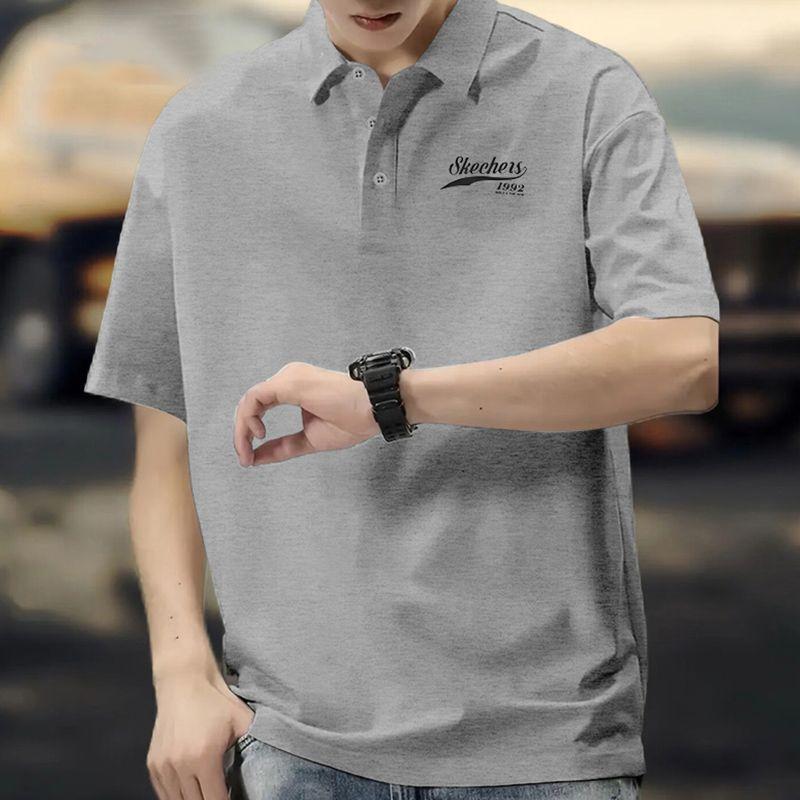 

Skedge Short Sleeve Polo Shirt 2025 New Arrival Breathable and Simple Men s Casual Business T-shirt Gray Knitting Half Sleeve 004F/Master drawing S