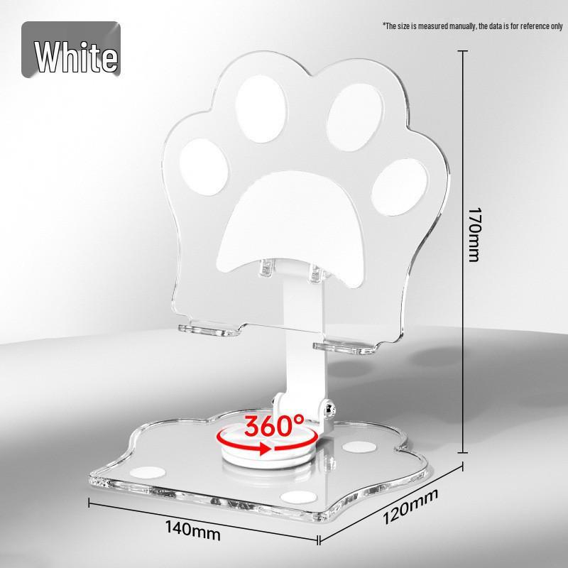 

Вращающаяся на 360° прозрачная подставка для мобильного телефона и планшета в виде мультяшной кошачьей лапки