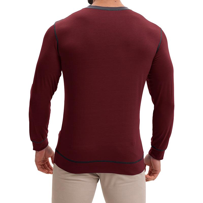 Men's V-neck long-sleeved T-shirt Casual men's base layer top T-shirt and sweatshirt