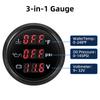 Red LED Digital Water Temperature+Oil Pressure+Voltmeter 3IN1 Multifunctional 52mm Gauge Alarm Waterproof Auto Car Boat