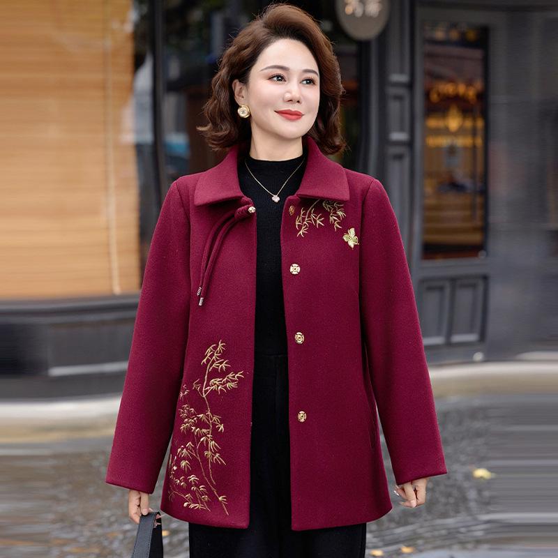 Women's Thickened Faux Mink Wool Coat for Middle-Aged and Elderly