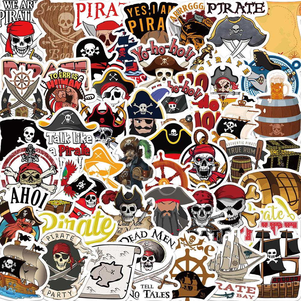 50 Cartoon Pirate Graffiti Stickers Decorative Suitcase Pen Guitar Notebook Waterproof Hot Stickers