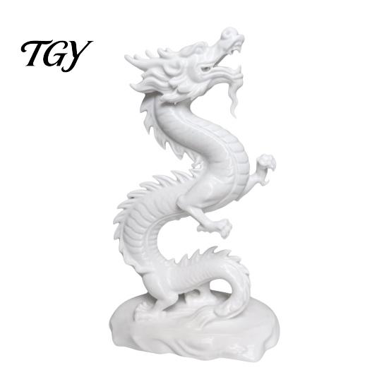 Handmade Dragon Figurine 3D Printed Chinese Figurine, Collectible White Statue, Model Sculpture Feng Shui Decoration for Home Office PLA Figure