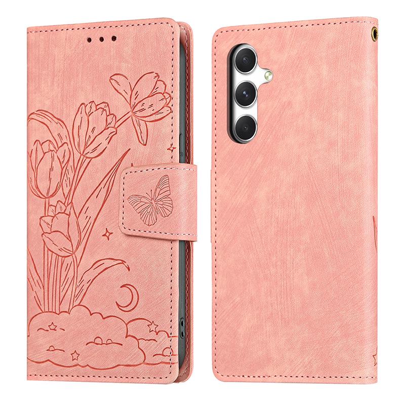 Anti-fall Embossed Leather Phone Case for Sharp AQUOS Wish 5, Fujitsu Arrows We 3, Kyocera, ZTEN