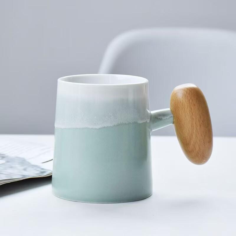 

OLOEY Kiln-Glazed Ceramic Mug with Wooden Handle