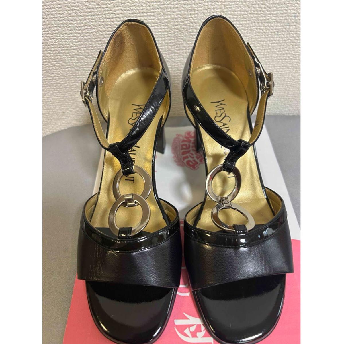 Used Yves Saint Laurent Yves Saint Laurent Sandals Black 2 Rings 22.5cm