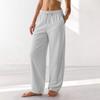 Women's Barrel Leg Sweatpant Drawstring Elastic Waisted Wide Leg Pants Casual Cotton Palazzo Trousers With Pockets