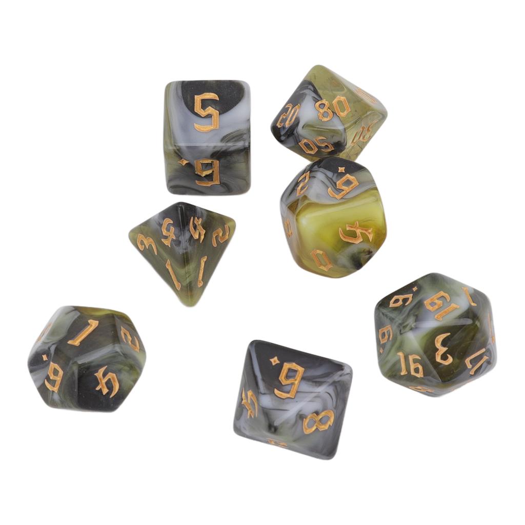 7PCS Polyhedral Number Dice Set Acrylic Table Board Game Dice Toys Waterproof Wear Resistant